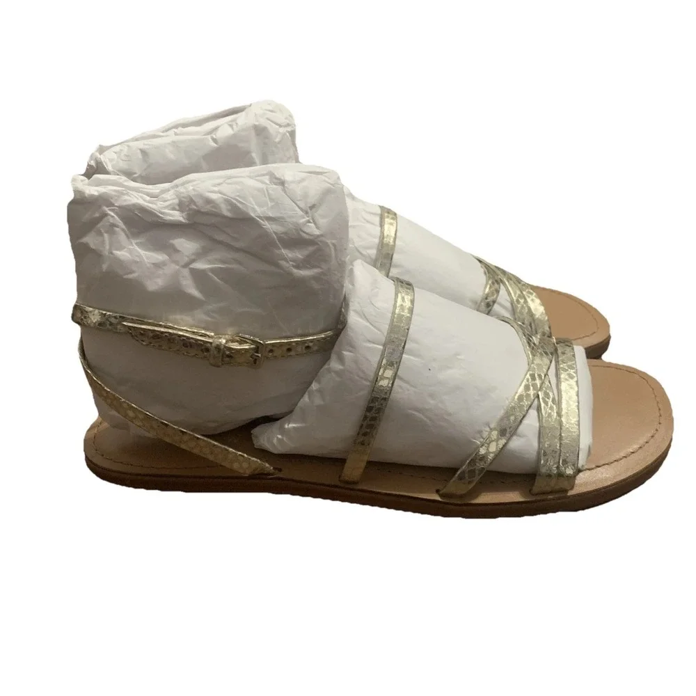 $178 KATE SPADE NEW YORK Women's 7B Gold Ankle Leather Gladiator Sandals Shoes